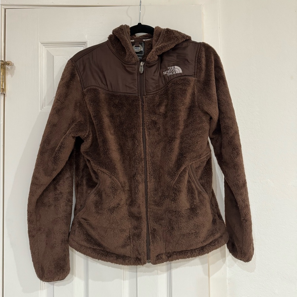 Brown North Face Zip up hoodie medium
